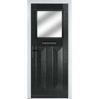 Eaton Black Clear Glass 890 x 2090mm Right Hand