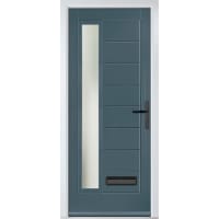Monza Left Slate Grey Stipolytte Glass 890 x 2090mm Left Hand