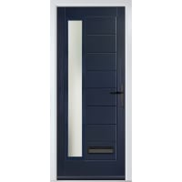 Monza Left Blue Stipolytte Glass 890 x 2090mm Left Hand