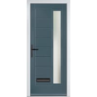 Monza Right Slate Grey Clear Glass 890 x 2090mm Right Hand
