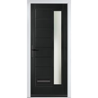 Monza Right Black Clear Glass 890 x 2090mm Right Hand