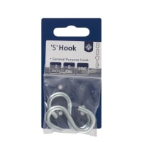 S Hook Zinc Plated 5 x 50mm Pack of 2
