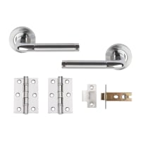 Metro Privacy Lever On Rose Door Handle Pack Polished/Satin Chrome Dual Finish