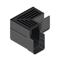 ACO Threshold Drain Corner Unit Assembly with Aluminium Grating Black
