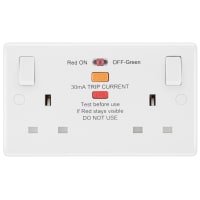 BG 13A Double Switched Socket & Type A RCD Round Edge White Moulded