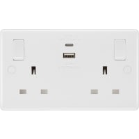 BG Nexus 800 Series 13A Double Switched Socket USB A&C 22W White