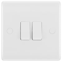 BG 800 Series 20A Double Wall Light Switch White Moulded Round Edge