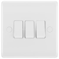 BG 800 Series 20A Triple Wall Light Switch White Moulded Round Edge