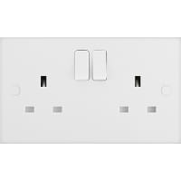 BG Nexus 900 13A Double Switched Socket Square Edge White Moulded