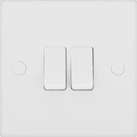BG 900 Series 20A Double Wall Light Switch White Moulded Square Edge