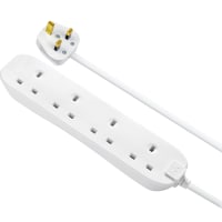 Masterplug Basic 4 Socket Extension Lead 2m Cable Power Strip White
