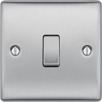 BG Nexus Metal 20A Single Wall Light Switch 2 Way Brushed Steel
