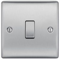 BG Nexus Metal 20A Single Intermediate Light Switch Brushed Steel