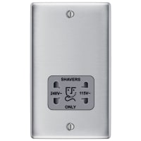 BG Nexus Metal Dual Voltage Shaver Socket 115/240V Brushed Steel/Grey