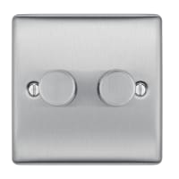 BG Nexus Metal Double Wall Dimmer Switch 2 Way Brushed Steel