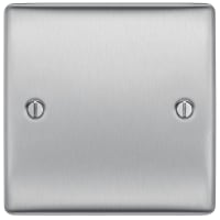 BG Nexus Metal Single Electrical Blank Plate Brushed Steel