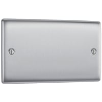 BG Nexus Metal Double Electrical Blank Plate Brushed Steel