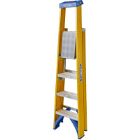 Werner 4 Tread Fibreglass Platform Steps Ladder 2.68 x 0.45m Yellow
