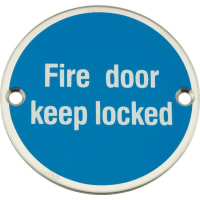 Frisco Fire Door Keep Locked Symbol 75mm Diameter FD60