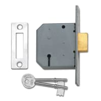 Union 2177 3 Lever Mortice Deadlock 77mm Satin Chrome