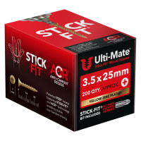 Ulti-Mate® Stick-Fit Woodscrews - 3.5 x 25mm Box 200