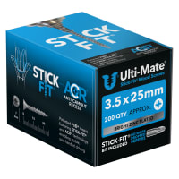 Ulti-Mate® Bright Zinc Stick-Fit Woodscrews - 3.5 x 25mm Box 200