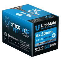 Ulti-Mate® Bright Zinc Stick-Fit Woodscrews - 4.0 x 30mm Box 200