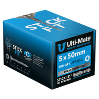 Ulti-Mate® Bright Zinc Stick-Fit Woodscrews - 5.0 x 50mm Box 200