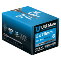 Ulti-Mate® Bright Zinc Stick-Fit Woodscrews - 5.0 x 70mm Box 200