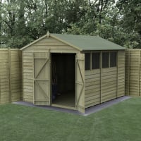 Forest Garden 4LIFE Apex Shed 8x10 Double Door 4 Window - Installed
