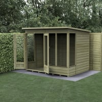Forest Garden 4LIFE Pent Summerhouse 8x6 Double Door 4 Window - Installed
