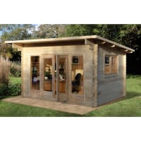 Forest Melbury Log Cabin Single Glazed 4.0m x 3.0m with 24kg Polyester Felt & Underlay