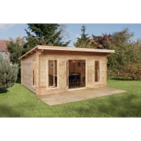 Forest Mendip Log Cabin Double Glazed 5.0m x 4.0m with 24kg Polyester Felt & Underlay