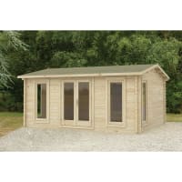 Forest Rushock Log Cabin Double Glazed 5.0m x 4.0m with 34kg Polyester Felt & Underlay