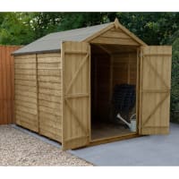 Forest Overlap Pressure Treated Double Door Apex Shed without Windows 8 x 6ft