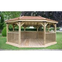 Forest Premium Oval Wooden Gazebo With Cedar Roof 5.1m - Installed
