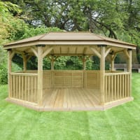 Forest Premium Oval Wooden Gazebo With Timber Roof 5.1m - Installed