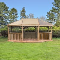 Forest Premium Oval Wooden Gazebo With Timber Roof 6m - Installed