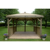 Forest Square Wooden Gazebo with Timber Roof - with Base 3.5m - Installed