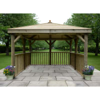 Forest Square Wooden Gazebo with Timber Roof - No Base 3.5m - Installed