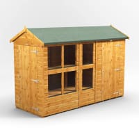 Power Sheds 10 x 4 Power Apex Potting Shed Combi including 4ft Side Store