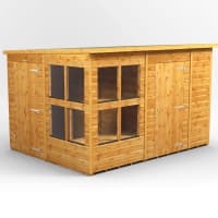Power Sheds 10 x 8 Power Pent Potting Shed Combi including 6ft Side Store