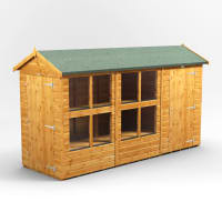 Power Sheds 12 x 4 Power Apex Potting Shed Combi including 4ft Side Store
