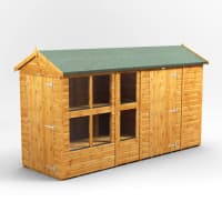 Power Sheds 12 x 4 Power Apex Potting Shed Combi including 6ft Side Store