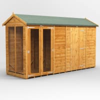 Power Sheds 12 x 4 Power Apex Summerhouse Combi including 6ft Side Store