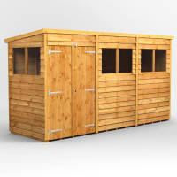 Power Sheds 12 x 4 Power Overlap Pent Double Door Garden Shed