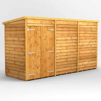 Power Sheds 12 x 4 Power Overlap Pent Windowless Double Door Garden Shed