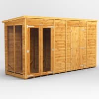 Power Sheds 12 x 4 Power Pent Summerhouse Combi including 6ft Side Store