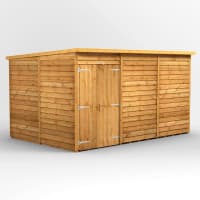 Power Sheds 12 x 8 Power Overlap Pent Windowless Double Door Garden Shed