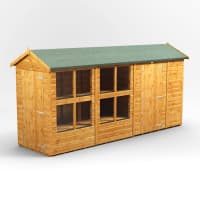 Power Sheds 14 x 4 Power Apex Potting Shed Combi including 6ft Side Store